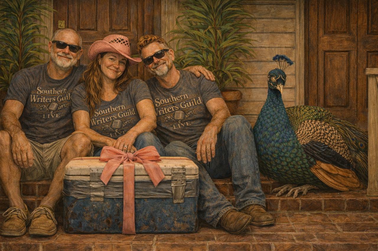 Hank, Grace, and Beau on the Porch steps